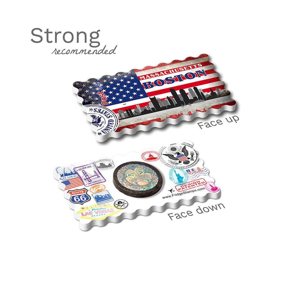 Strong Fridge Magnet - Boston, MA decorated USA flag