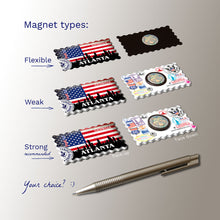 3 types of Fridge Magnets - Atlanta Georgia USA Flag