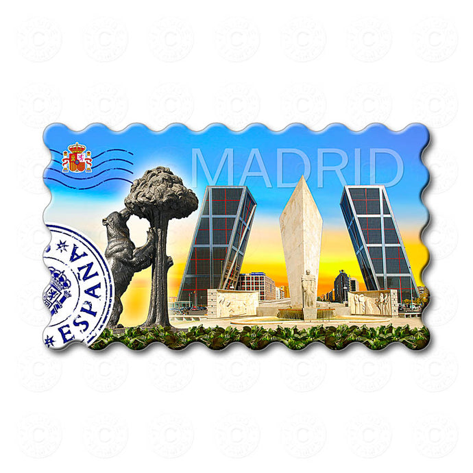 Madrid - The statue of the bear and The Gate of Europe towers