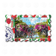 Fridge Magnet - Amsterdam Flowers, Bicycles