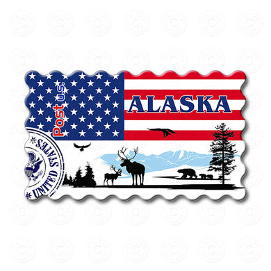 Fridge Magnet - Alaska decorated USA Flag