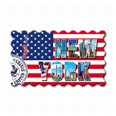 Fridge Magnet - Decorated New York Word USA Flag
